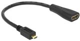 Delock HDMI - HDMI fekete 23cm átalakító adapter Ethernettel 