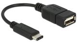 Delock USB Type-A - USB Type-C fekete átalakító adapter 