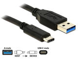 Delock USB Type-A - USB Type-C fekete 1m kábel 