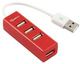 Sbox H-204R 4 portos USB 2.0 HUB elosztó piros 