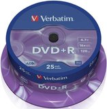 Verbatim DVD+R 16x lemez 4,7GB, 25db/henger 